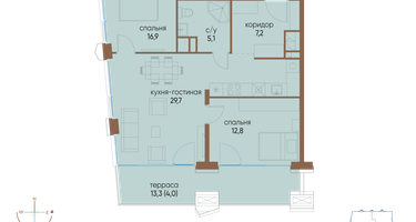 2-к. квартира, 80 м²