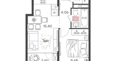 1-к. квартира, 36&nbsp;м²