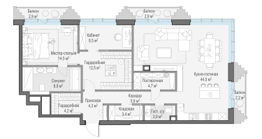 2-к. квартира, 117&nbsp;м²