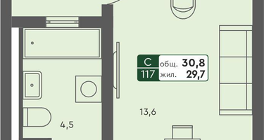 Студия, 30 м²