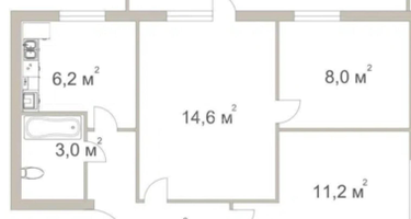 3-к. квартира, 59,5 м²