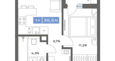 1-к. квартира, 35&nbsp;м²