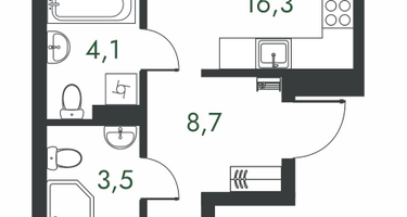 2-к. квартира, 60 м²