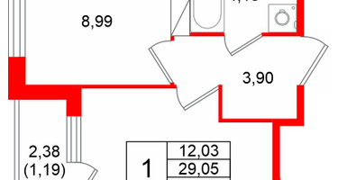 1-к. квартира, 30&nbsp;м²