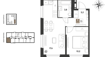1-к. квартира, 36 м²