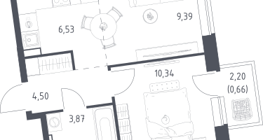 Студия, 35&nbsp;м²