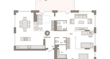 3-к. квартира, 134 м²