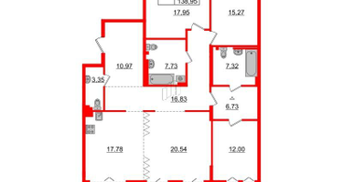 4-к. квартира, 136&nbsp;м²