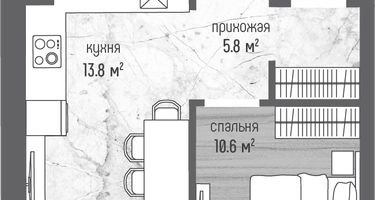 1-к. квартира, 34&nbsp;м²