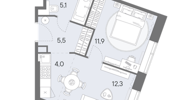 1-к. квартира, 38 м²