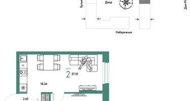 2-к. квартира, 37&nbsp;м²