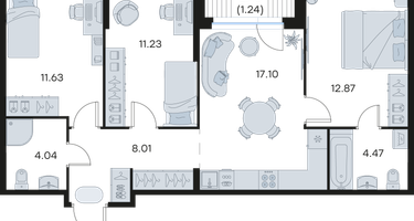3-к. квартира, 70 м²