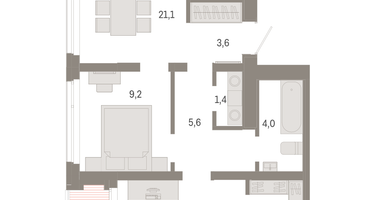 2-к. квартира, 66 м²