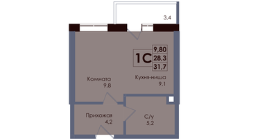 Студия, 29 м²