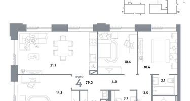 4-к. квартира, 79 м²