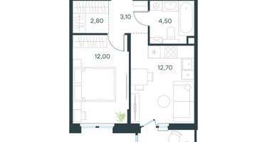 1-к. квартира, 37 м²