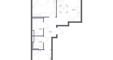 Студия, 64&nbsp;м²