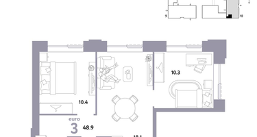 3-к. квартира, 48&nbsp;м²