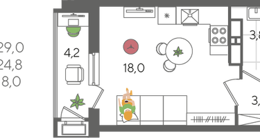 Студия, 29&nbsp;м²