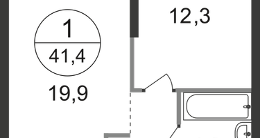 1-к. квартира, 41&nbsp;м²