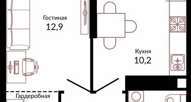 1-к. квартира, 33&nbsp;м²