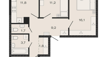 3-к. квартира, 71 м²