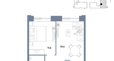 2-к. квартира, 39 м²