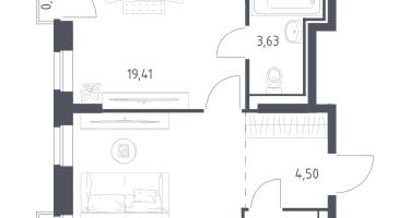 Студия, 53&nbsp;м²