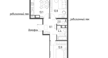 2-к. квартира, 56 м²