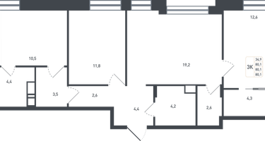 3-к. квартира, 84&nbsp;м²