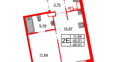 1-к. квартира, 40&nbsp;м²