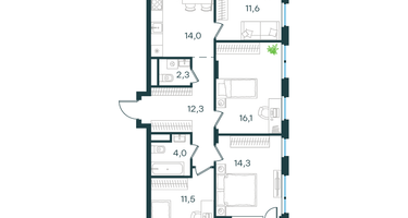 4-к. квартира, 87&nbsp;м²