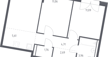 Студия, 52&nbsp;м²