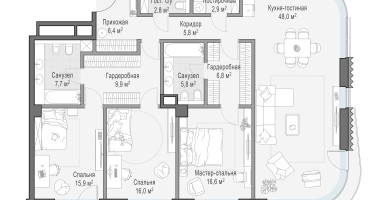3-к. квартира, 147 м²