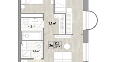 2-к. квартира, 60 м²
