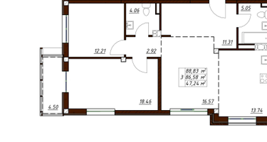 3-к. квартира, 88&nbsp;м²
