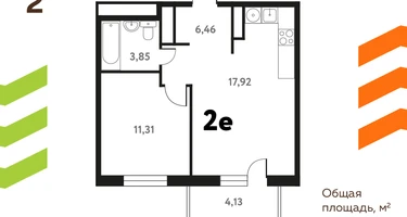 2-к. квартира, 40&nbsp;м²