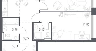 2-к. квартира, 64&nbsp;м²