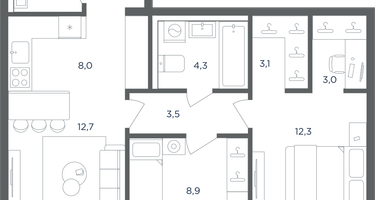 3-к. квартира, 62&nbsp;м²