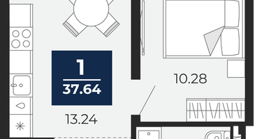 1-к. квартира, 33&nbsp;м²