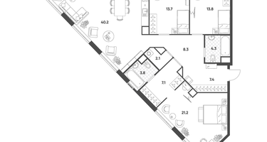3-к. квартира, 121&nbsp;м²