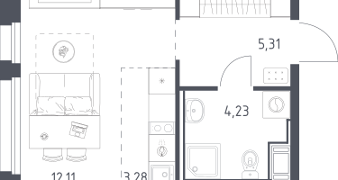 Студия, 24&nbsp;м²