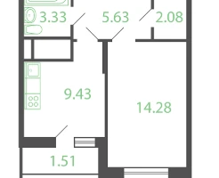 1-к. квартира, 37&nbsp;м²