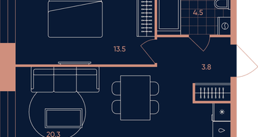 2-к. квартира, 42&nbsp;м²