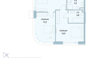 2-к. квартира, 63&nbsp;м²