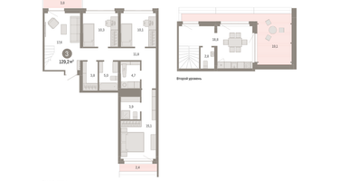 3-к. квартира, 129&nbsp;м²