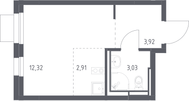Студия, 22&nbsp;м²