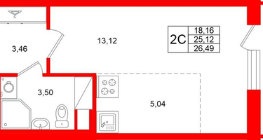 Студия, 25 м²