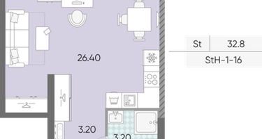 Студия, 32&nbsp;м²