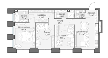2-к. квартира, 95&nbsp;м²